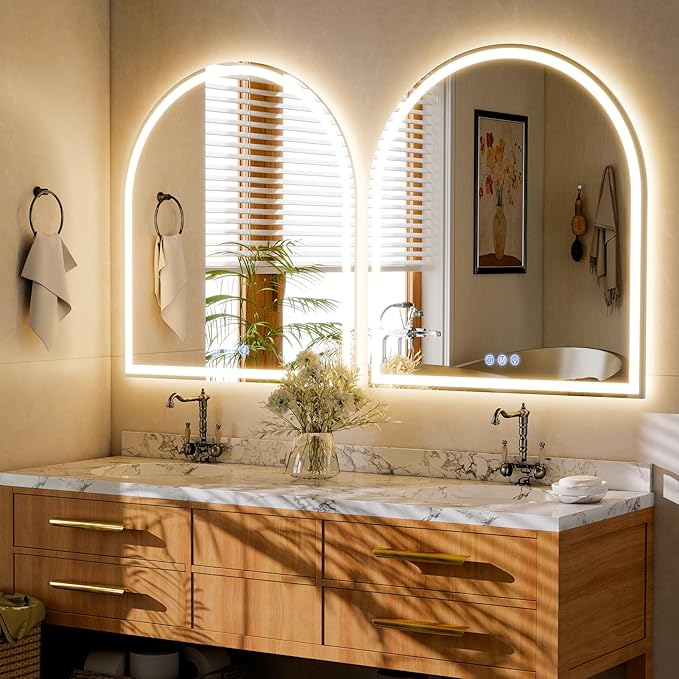 BEAUTYPEAK 34x30 LED Arch Bathroom Mirror