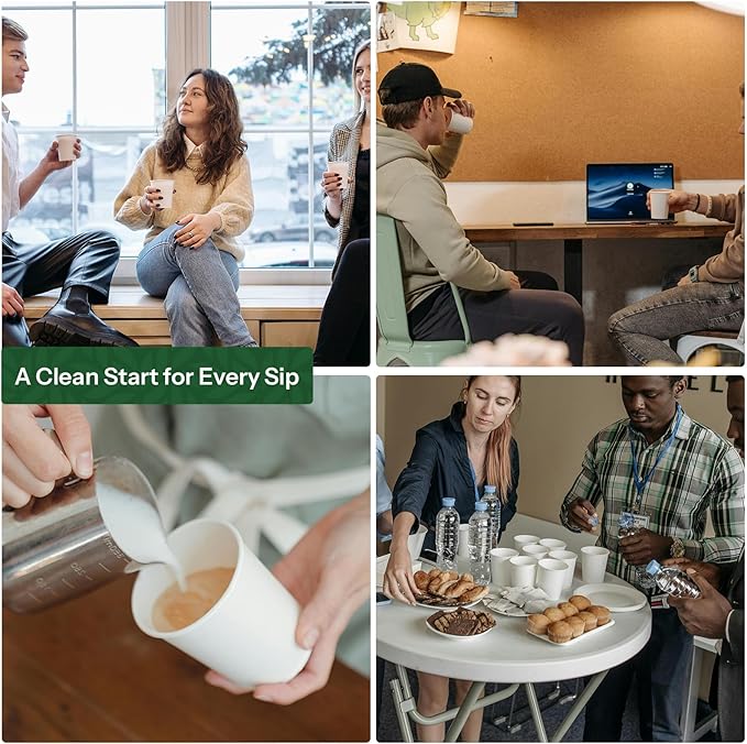 White Paper Cups 12 oz Disposable Coffee Cups, 1000 Pack BPA Free Leak Proof Hot Cups,300GSM Thickened Disposable Cups,Unbleached Hot Cold Drink Cups for Everyday Home Office Coffee Bar Party Supplies
