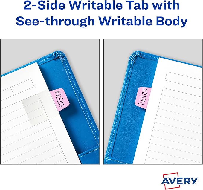 Avery Ultra Tabs, Mini Tabs, 1" x 1.5", 2-Side Writable, Assorted Pastel Colors, Self Adhesive, Repositionable, 40 Per Pack, 120 Total (3-Pack of 74761)