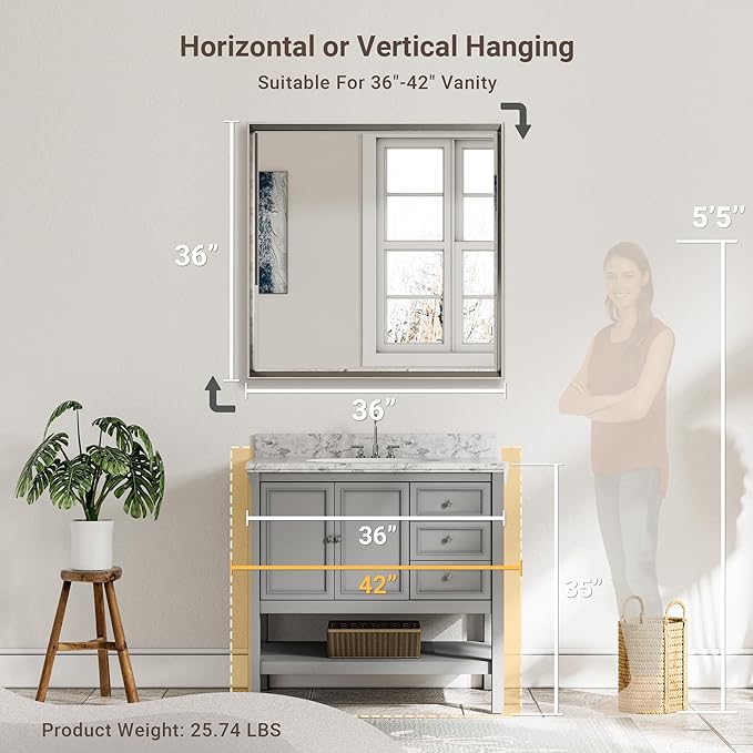 Brushed Nickel Bathroom Mirror, Bathroom Mirrors