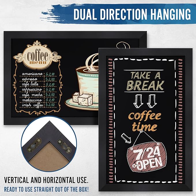 HBCY Creations Rustic Black Magnetic Wall Chalkboard, Extra Large Size 24" x 36"