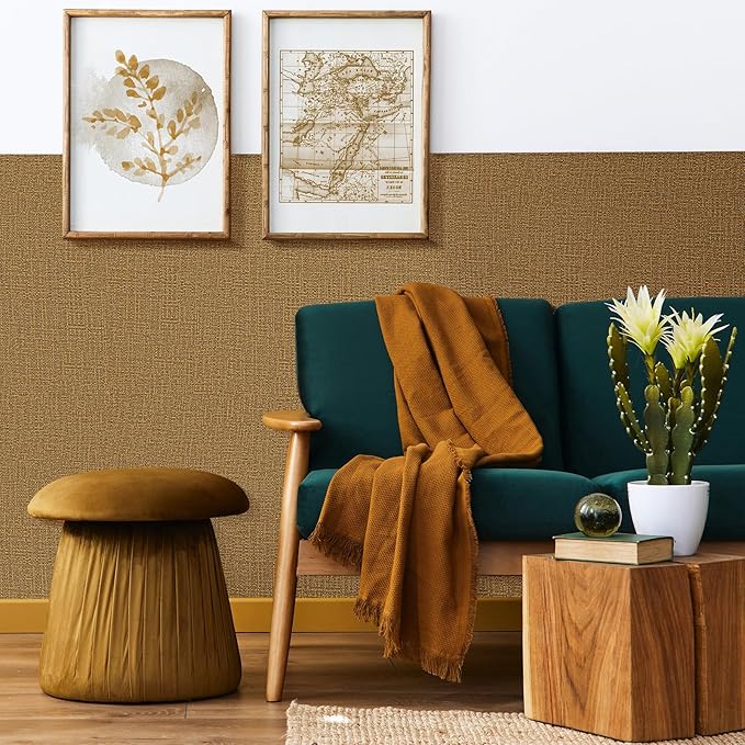 WADILE Grasscloth Peel and Stick Wallpaper 15.7in x 787.4in, Textured Contact
