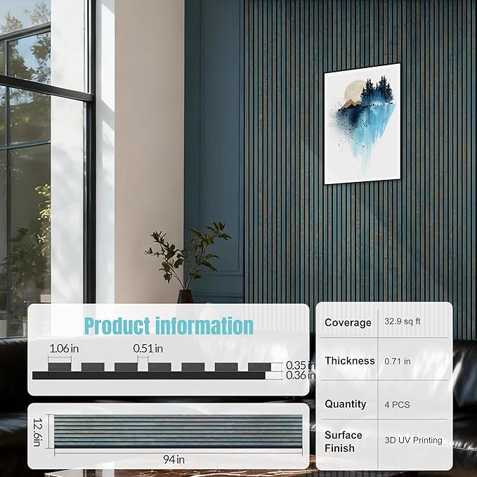 Wood Slat Wall Panels for Interior Wall Decor, Acoustic MDF Wall Panels