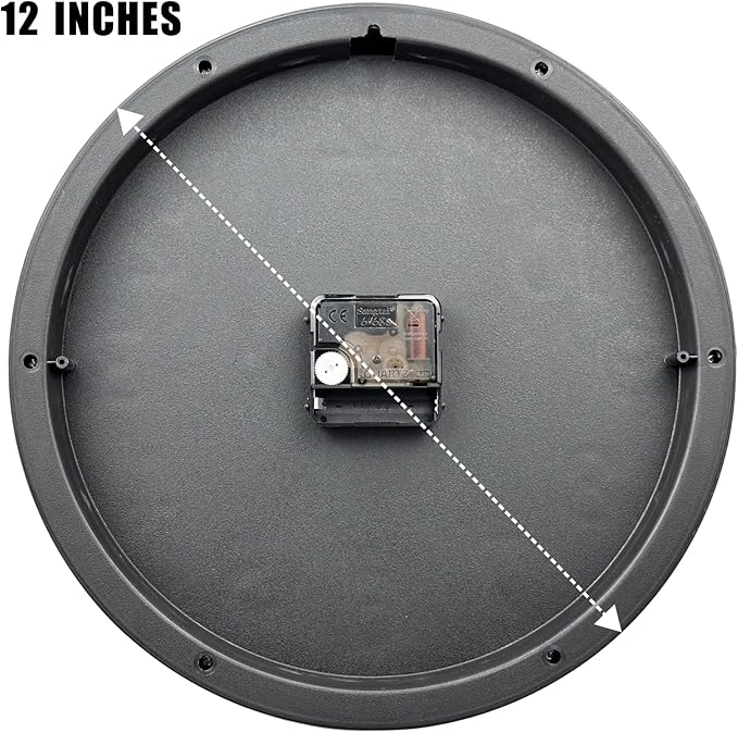 Plumeet 12'' Wall Clock, Battery Operated Wall Clocks Silent Non-Ticking Quartz