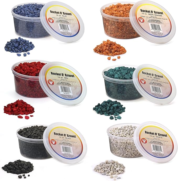 Hygloss Products, Inc 22606 Mini 6 OZ Each of 6 Aquarium & Craft Gravel, 6 x 6 oz, Assorted Primary Colors