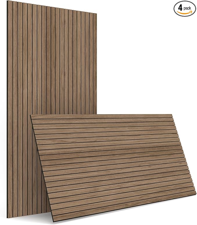 4-Piece Wood Slat Wall Panel for Interior Wall Decor Noise Cancelling 47.2" x
