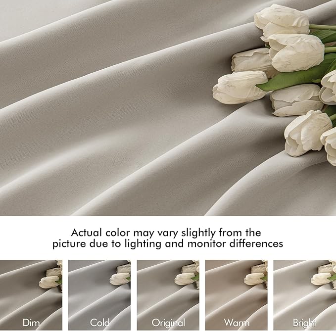 MIULEE Natural Back Tab Blackout Curtains 63 Inch Length 2 Panels Set