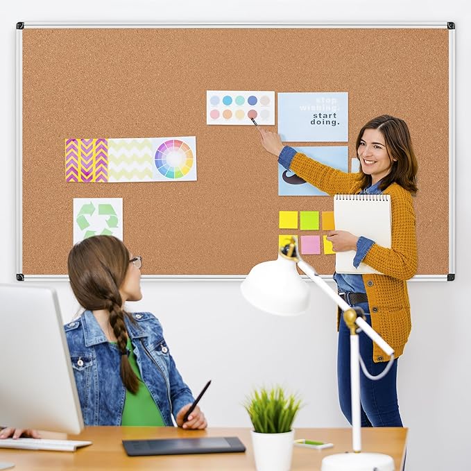 Extra Large Cork Bulletin Board 72" X 48", Wall Mounted Notice Pin Board