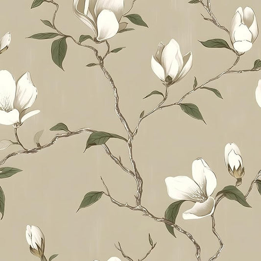 Laatse Magnolia Wallpaper Peel and Stick Vintage Floral Contact Paper 17.5" X