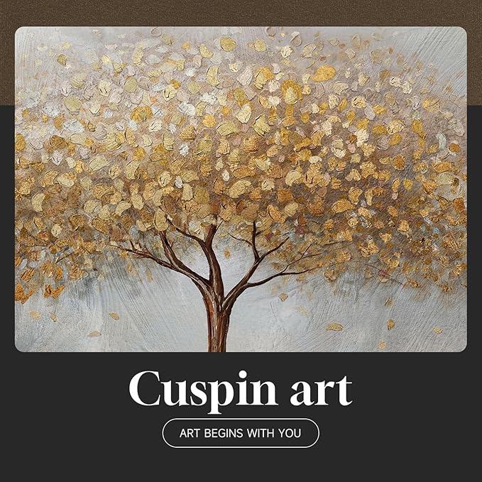 Large Framed Tree of Life Gold Wall Art, Large Canvas Prints Paintings Artwork