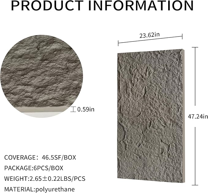 3D Faux Stone Wall Panels, Lightweight & Waterproof Accent Marble Stone Skin