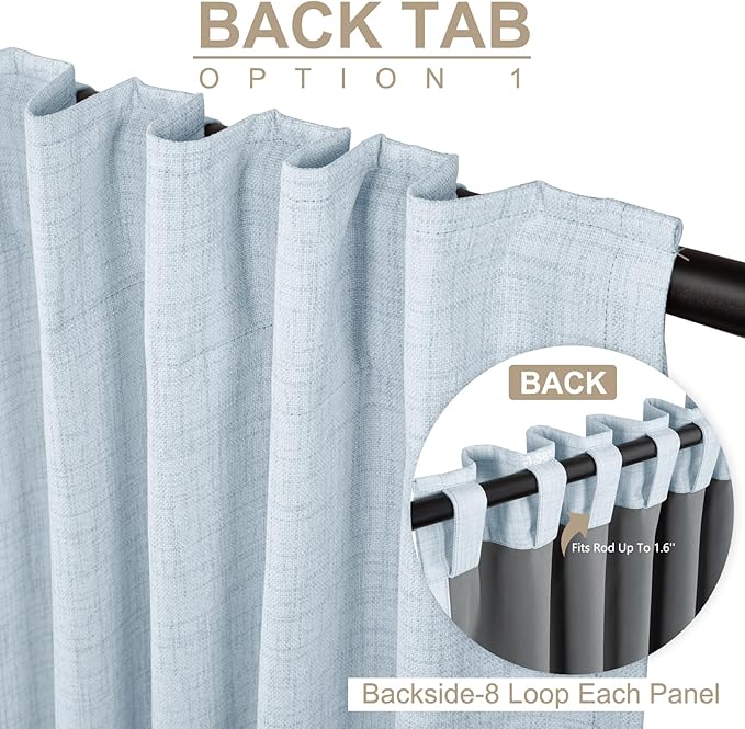 100% Blackout Shield Chambray Blue Linen Blackout Curtains