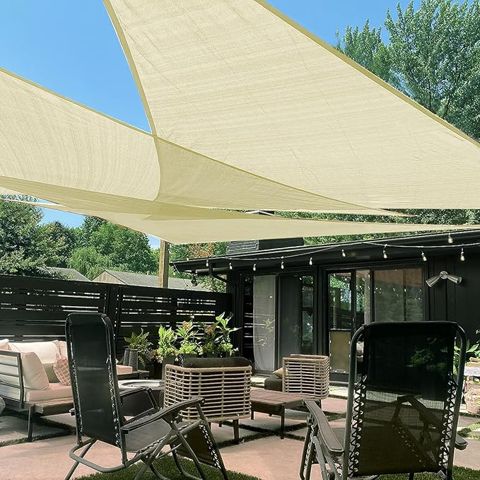 LOVE STORY Custom Size 10'x11'x14.9' Butter Cream Sun Shade Sail Right Triangle Sunshade Fabric Awning Canopy for Patio Backyard Carport Pergola (Customized)