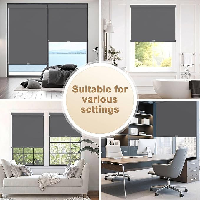 SUNOFF No Drill Tools Cordless Blackout Roller Shades Blinds