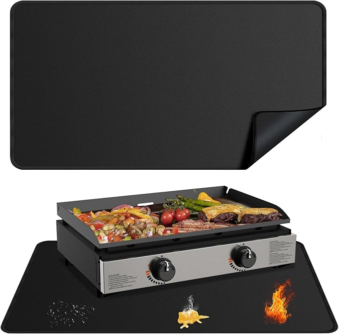 25x39 inches Under Grill Mats for Blackstone, Double-Sided Fireproof Outdoor Grill Protective Mat, Oilproof Waterproof BBQ Fire Pit Fireplace Mat
