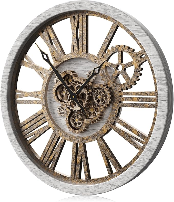 The B-Style Large Wall Clock 24 inch Moving Gear Wall Clock Oversized Vintage