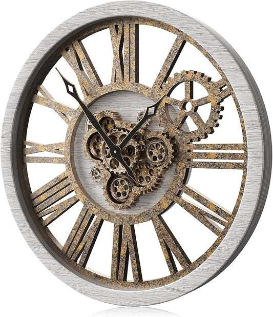 The B-Style Large Wall Clock 24 inch Moving Gear Wall Clock Oversized Vintage