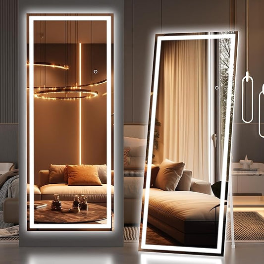 Hasipu Full Length Mirror with Lights, Full Body Dressing Hanging Mounted Mirror