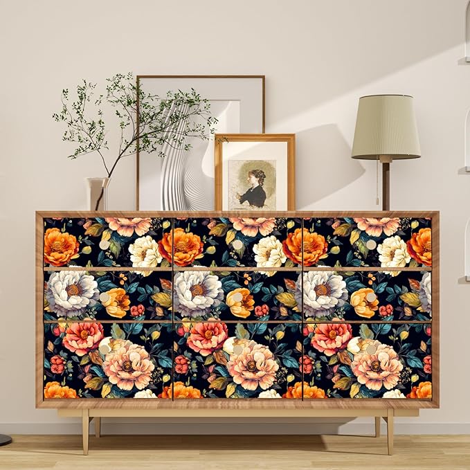 BOKEBEVE Extra Long Peel and Stick Wallpaper Vintage Extra Long Floral