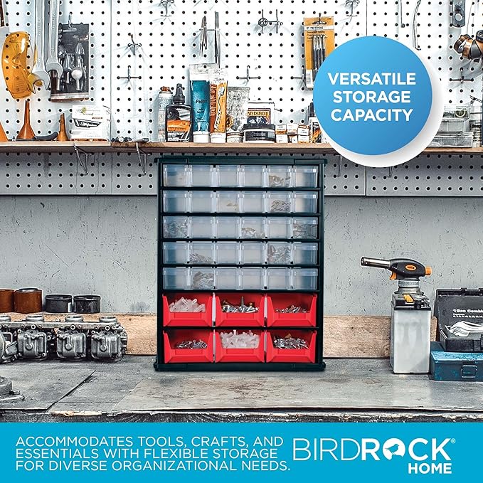 BIRDROCK HOME Craft Organizer Bin with 36 Drawers | Heavy-Duty Metal Hardware Storage Organization | Great for Nails, Nuts, Bolts, Legos | Mini & Large Drawer