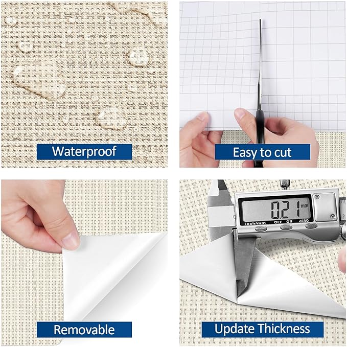 FunStick Beige Weave Grasscloth Peel and Stick Wallpaper Textured Wallpaper