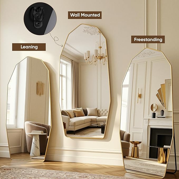 Antok Full Length Mirror, Free Standing Wall Mounted or Leaning Full Body Mirror