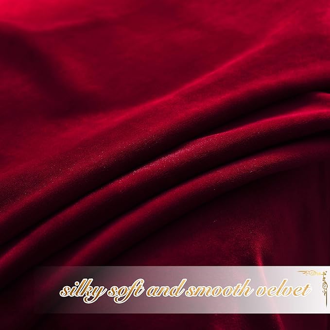 NICETOWN Red Velvet Curtains and Drapes 54 inches Long