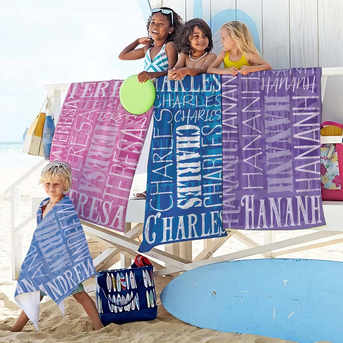 Yoke Style Personalized Beach Towels - Custom Sand-Free Microfiber Towel for Kids | Quick-Dry Easter Gift
