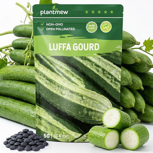 50 Heirloom Luffa Gourd Seeds for Planting â Fast-Growing Sponge Gourd, High Germination, Ideal for Home Garden & Trellis, Annual Vegetable Seeds