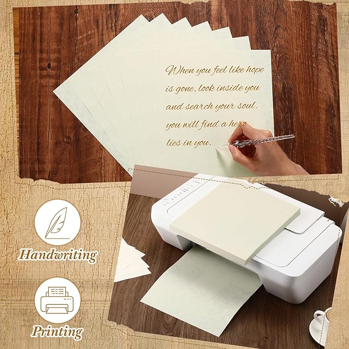 Epakh 200 Sheets Old Age Parchment Paper 8.5 x 11 Inch Standard Letter Vintage Colored Old Parchment Semblance Double Side Printing Paper(Lvory)