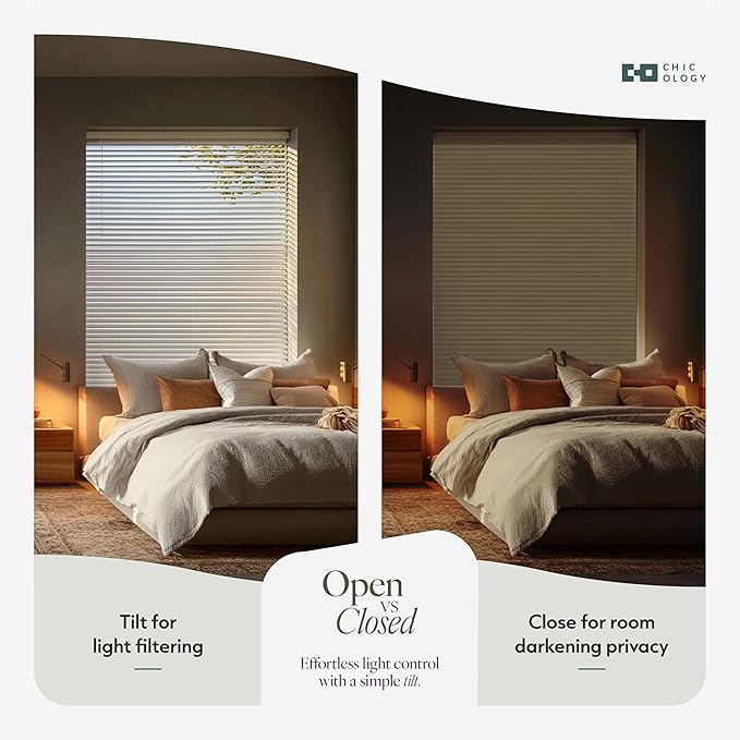 CHICOLOGY Cordless Mini Blinds, 1 Inch Vinyl Window Blinds, Room Darkening &
