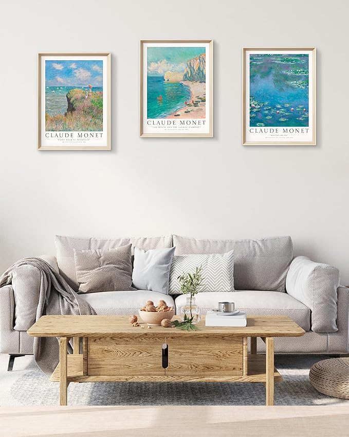 HesenDot Claude Monet Framed Wall Art, 12x16in High Framed Canvas Prints