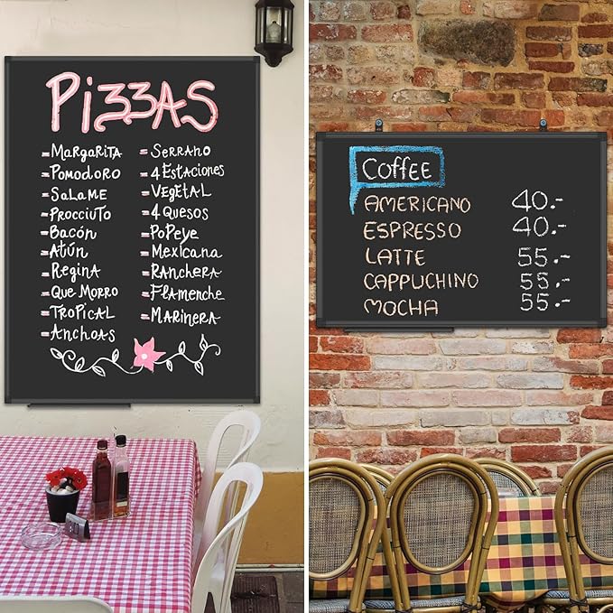 Lockways Magnetic Chalkboard 48 x 36 Inches, Aluminum Frame Large Blackboard