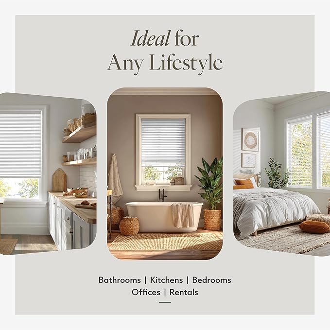 CHICOLOGY Cordless Mini Blinds for Indoor Windows, 25.75" W x 48" H, Light