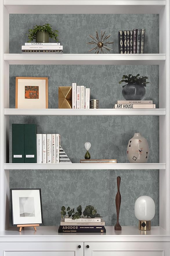 Yasinet Peel and Stick Wallpaper Removable Wallpaper Modern Grey-Green Embossed