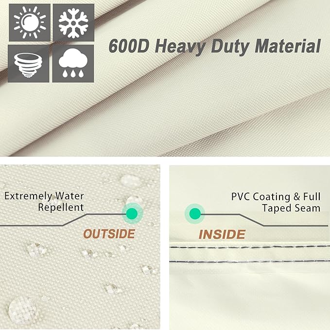 NettyPro BBQ Grill Cover 52 inch Heavy Duty Waterproof Outdoor 2-3 Burners Gas Grill Cover for Outside Weber, Char-Broil, Brinkmann, Nexgrill Barbecue, Beige