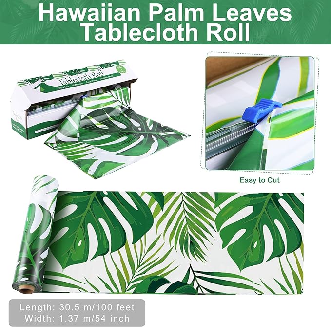 Kochorie 100 Ft x 54 Inch Palm Leaves Tablecloth Roll