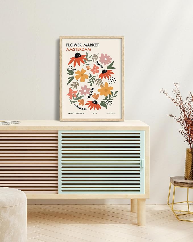 HesenDot Unframed Floral Wall Art Set of 3, 12x16in Flower Market Canvas Prints