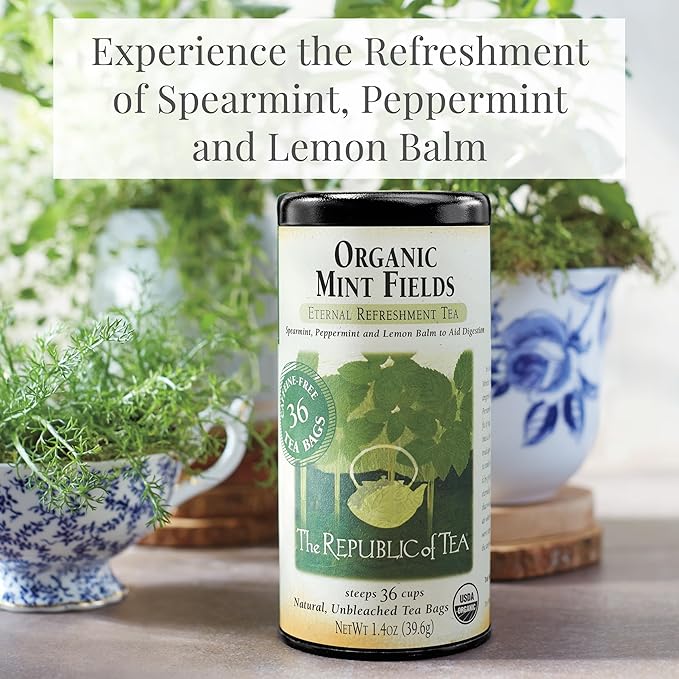 The Republic of Tea – Organic Mint Fields Herbal Tea Bags, Caffeine Free, 36 Servings