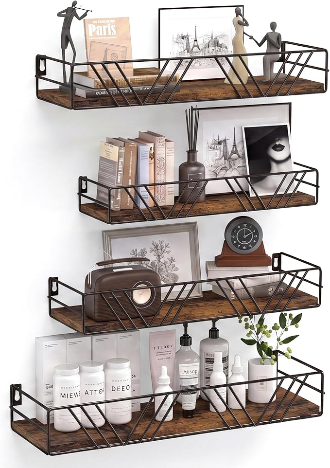 Floating Shelves for Wall, 4 Sets Rustic Wall Mounted Shelves