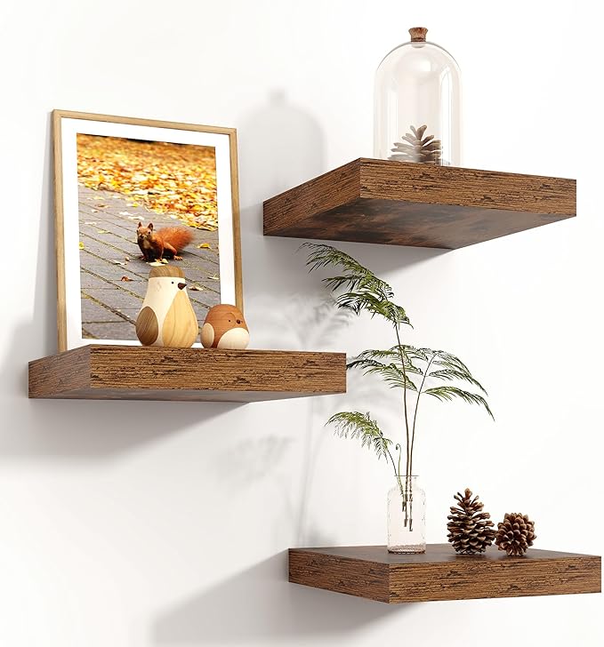Square Floating Shelves for Wall 8"W x 8"D x 1.2"H, Small Engineered Wood Wall