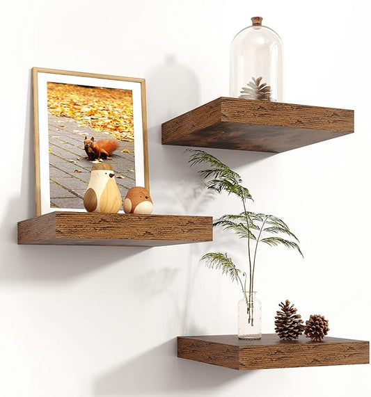 Square Floating Shelves for Wall 8"W x 8"D x 1.2"H, Small Engineered Wood Wall