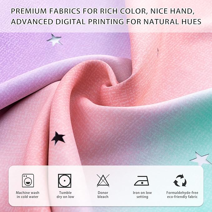 XiDi Curtains for Bedroom Decor, Kids Room Curtains for Girls Rainbow Colour