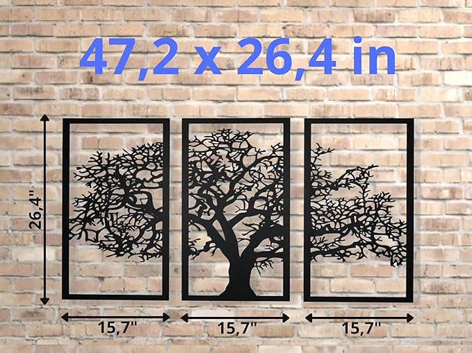 Vailla Tree of Life Wall Art 3pcs Family Tree Wall Decor 3D Wooden Wall Hanging