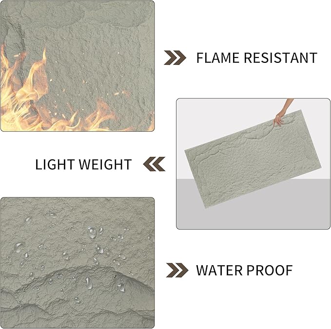 3D Faux Stone Wall Panels, Lightweight & Waterproof Accent Marble Stone Skin