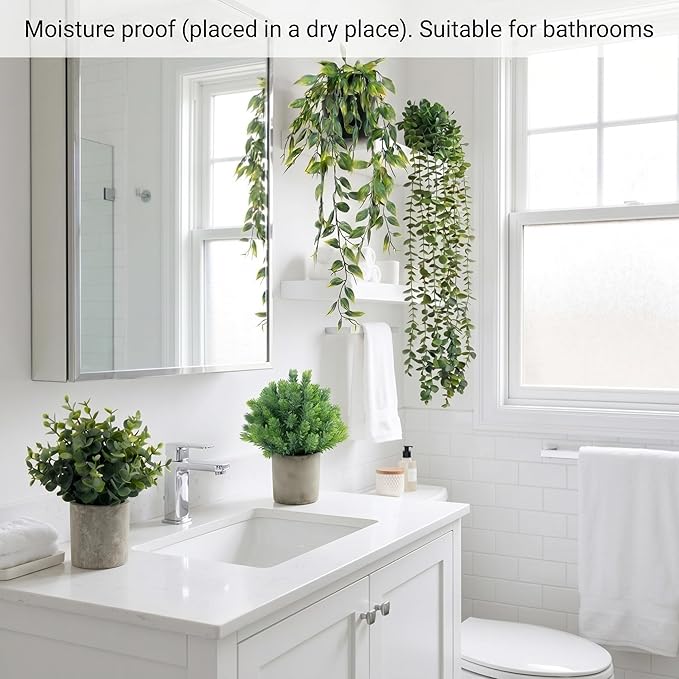 5 pcack Fake Hanging Plants for Wall Home Room Office, Small Fake Plants Decor