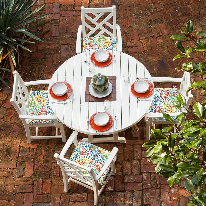 LVTXIII Outdoor Chair Cushions, Water Repellent Patio Furniture Cushions Outdoor Square Chair Pads with Ties for Dining Chairs and Garden Furniture Decoration, 18.5"x16"x2" Set of 4, Paisley Multi