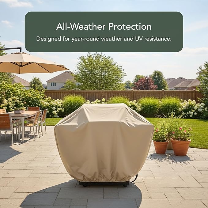 Covermates Classic Grill Cover - All-Weather Heavy Duty Outdoor BBQ Cover with Water-Resistant 12-Gauge Vinyl, Mesh Vents, Protection for Large Outdoor Grills, 80 Inch, Classic Tan