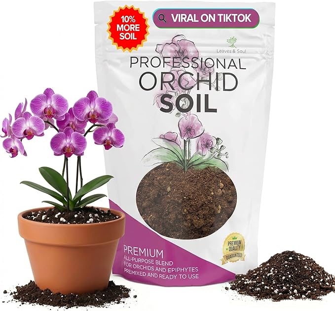 Professional Orchid Soil Mix Ready to Use Extra Large 8.2 Quarts, Premium Potting Soil for Orchids Bromeliads Epiphytic Plants, Fast Draining Blend Lava Calcined Clay Pinebark Made in USA