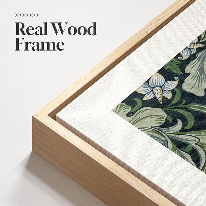 Framed William Morris Canvas Wall Art Set of 3, Boho Farmhouse Botanical Decor